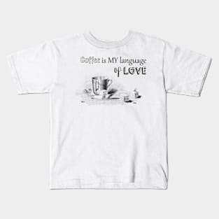 Love, Coffee with Sugar, and Insects Illustration Kids T-Shirt